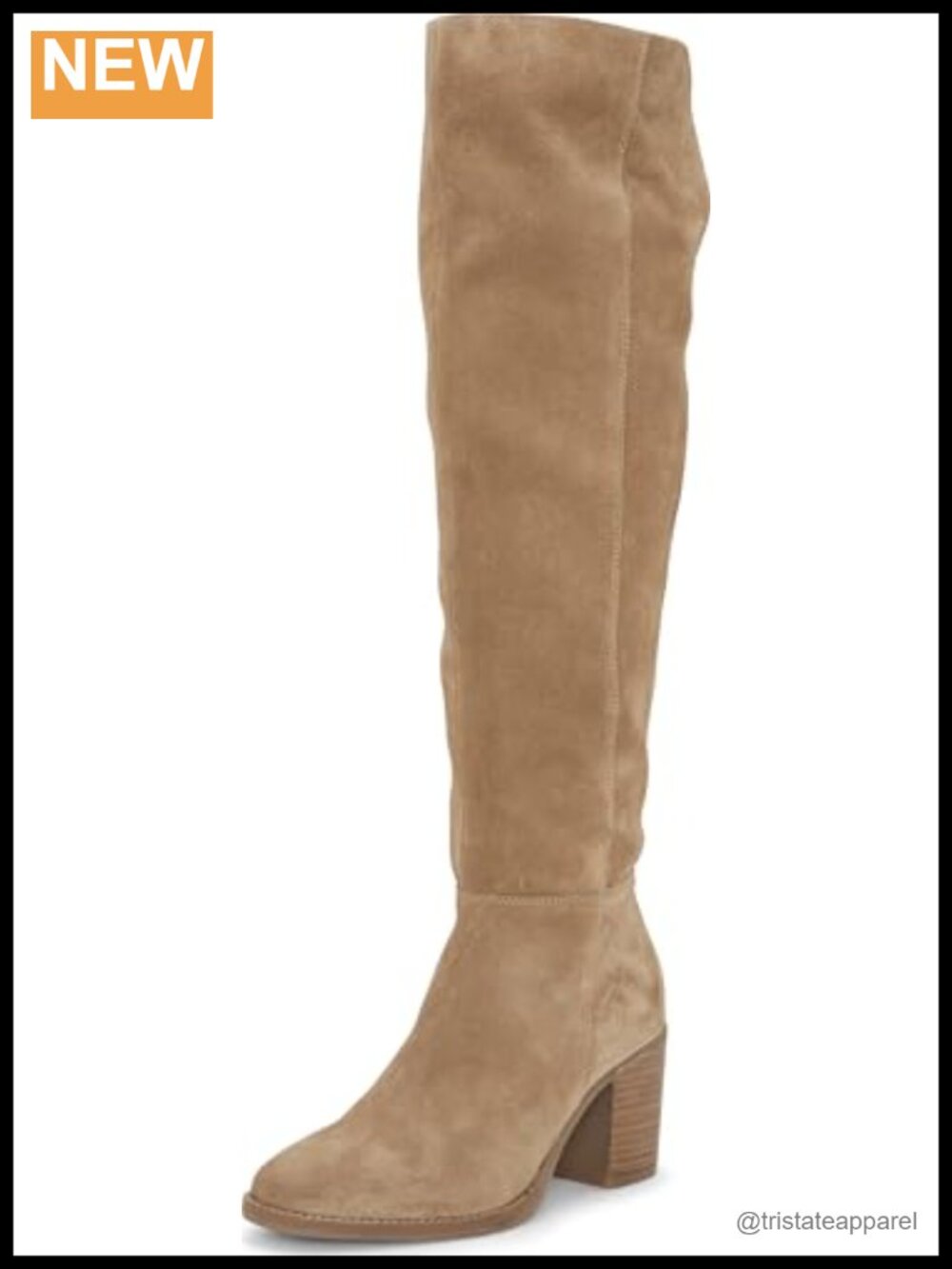 Suede Over-the-Knee Boots Stacked Heel Almond Toe